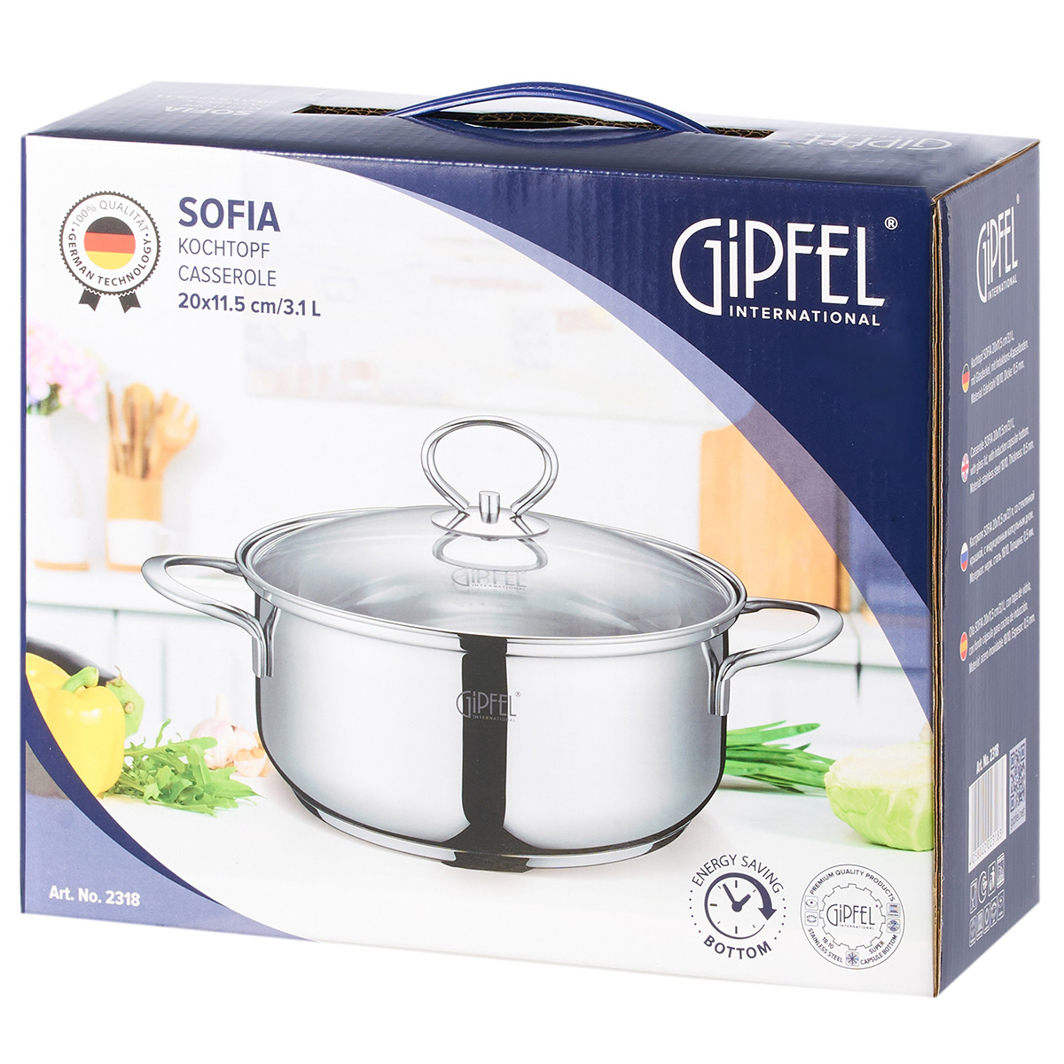 Qazan paslanmayan polad Gipfel Sofia 2318 20 sm/3,1 lt